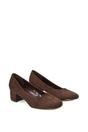 Brown 'Liberty' Low Block Heel Court Shoes, Image 3 of 6