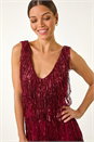Red Sequin Tassel Flapper Midi Dress, Image 4 of 7