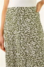 Khaki Leopard Print Midi Skirt, Image 6 of 6