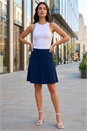 Navy  Pull On Stretch Skater Skirt, Image 2 of 4