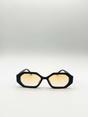 Black Oval Geomentric Sunglasses in Black Orange, Image 3 of 6