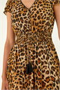 Tan Animal Print Shirred Maxi Dress, Image 5 of 5