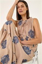 Mocha Embroidered Tie Front Maxi Dress , Image 1 of 5