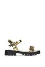 Gold XY LONDON Gold 'Sorella' Low Heel Chunky Sandals With Ankle Strap, Image 1 of 6