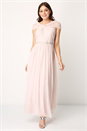 Light Pink Bead Embellished Chiffon Maxi Dress, Image 4 of 5