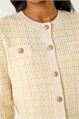 Lemon  Check Textured Button Knit Cardigan, Image 5 of 5