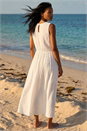 White Crochet Bodice Midi Dress, Image 3 of 4