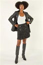 Black Pleated Box Button Skirt , Image 2 of 5