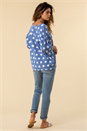 Denim 3/4 Sleeve Spot Print Tunic Top, Image 2 of 4