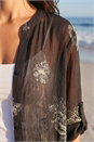 Black Floral Print Longline Blouse, Image 4 of 4