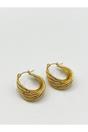 Gold Ribbed Hoops, Image 2 of 5