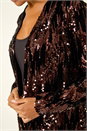 Chocolate Sequin Velvet Longline Jacket, Image 5 of 5