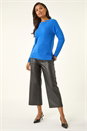 Blue Plain Soft Crew Neck Jumper, Image 2 of 5