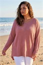 Pink Curve Textured V-Neck Stretch Top, Image 1 of 4
