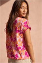 Pink Floral Print Ric Rac Trim Top, Image 3 of 4