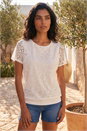 Ivory  Lace Bubble Hem Top, Image 3 of 4