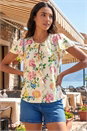 Light Pink Floral Tie Front Frill Top, Image 1 of 4