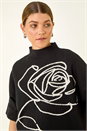 Black Rose Motif High Neck Knit Jumper, Image 1 of 5
