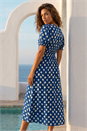 Navy  Spot Print Button Midi Dress, Image 2 of 4