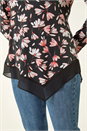 Coral Floral Puff Print Stretch Top, Image 5 of 5