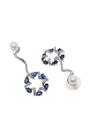 Navy Blue Dainty Dark Blue Swirl Drop Earrings, Image 3 of 5