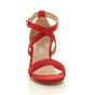 Red AJVANI Red Mid Block Heel Crossed Straps Sandals, Image 6 of 6