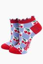 Multi Cherry Checkerboard Bamboo Trainer Socks, Image 1 of 4