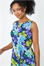 Turquoise Petite Sleeveless Chiffon Frill Hem Midi Dress, Image 2 of 5