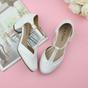 White Mid Heel Comfort T-Bar Brogue Heels, Image 4 of 6