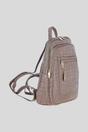 Grey Real Leather Backpack with Multiple Pockets and Gold-Tone Hardware, Image 4 of 4