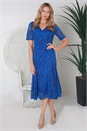 Royal Blue Julianna Wrap Front Lace Midi Dress, Image 4 of 4