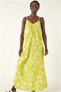 Lime Floral Strappy Maxi Dress, Image 4 of 5