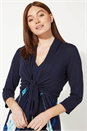 Navy  Tie Detail Jersey Shrug, Image 4 of 5