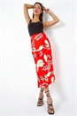 ORANGE Dusk Floral Satin A-Line Midi Skirt, Image 4 of 5