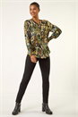Green Abstract Print Foil Shirt , Image 3 of 7
