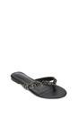 Black 'Veda' Flat Flip Flop Sandals With Jewel Details, Image 2 of 7