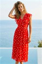 Red Polka Dot Frill Fit & Flare Dress, Image 3 of 4