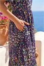 Navy  Petite Abstract Spot Midi Dress , Image 4 of 4