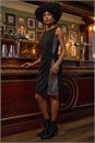 Black Side Twist Sleeveless Glitter Dress, Image 6 of 6