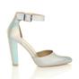 Silver High Heel Ankle Strap Pointed Toe Mermaid 2 Part Shoes, Image 2 of 6