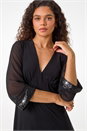 Black Contrast Sequin Cuff Dress, Image 4 of 5