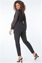 Black Petite Sequin Cuff Wrap Jumpsuit, Image 2 of 5