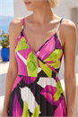 Pink Leaf Print Wrap Front Dress, Image 4 of 4