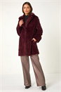 Bordeaux Faux Fur Longline Coat, Image 5 of 6