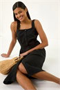 Black Seersucker Button Midi Sundress, Image 1 of 5