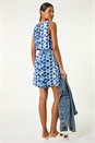 Navy  Geo Print Crinkle Pocket Playsuit, Image 3 of 5
