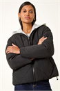 Black Detachable Hooded Bomber Coat, Image 4 of 5