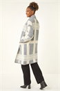 Grey Check Longline Pocket Cardigan, Image 3 of 5