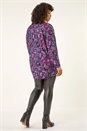 Purple Curve Printed Stretch Tunic Top, Image 3 of 5