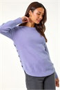 Violet Textured Curved Hem Jumper, Image 4 of 5